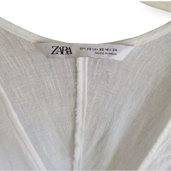 Zara Flowing Sheer Tunic Cream Tan, Extra Small - Picture 4 of 7